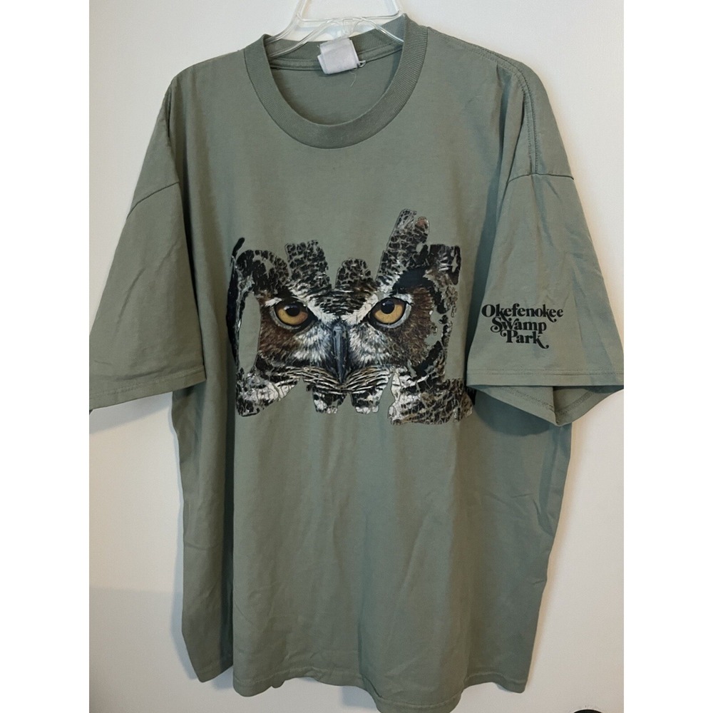 Jerzees Shirt T-shirt Mens 3XL XXXL Okefenokee Green Owl Chest 48 Length 29.5